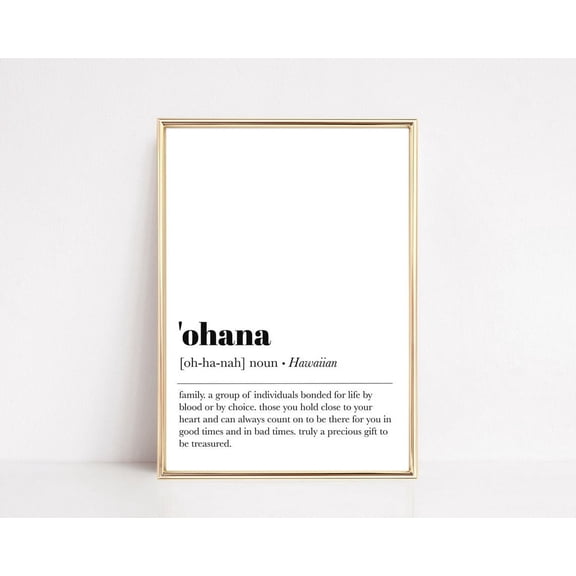 Ohana Definition Minimalist Family Wall Art, Unframed Paper Print Size 8x12