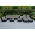 thumbnail image 1 of Ohana Depot Ohana Outdoor Patio 9 Piece Black Wicker Sofa and Chaise Lounge Set - No Assembly Sunbrella Taupe, 1 of 2