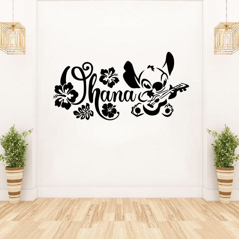 Ohana Guitar Flower Lilo and Stitch Disney Cartoon Wall Sticker