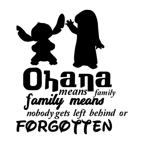 Ohana Means Family Family Love Inspirational Quote Vinyl Wall Decal Wall Art Sticker Designs Vinyl Stickers For Home House Walls Rooms Windows Bedroom Decoration Size (20x20 inch)