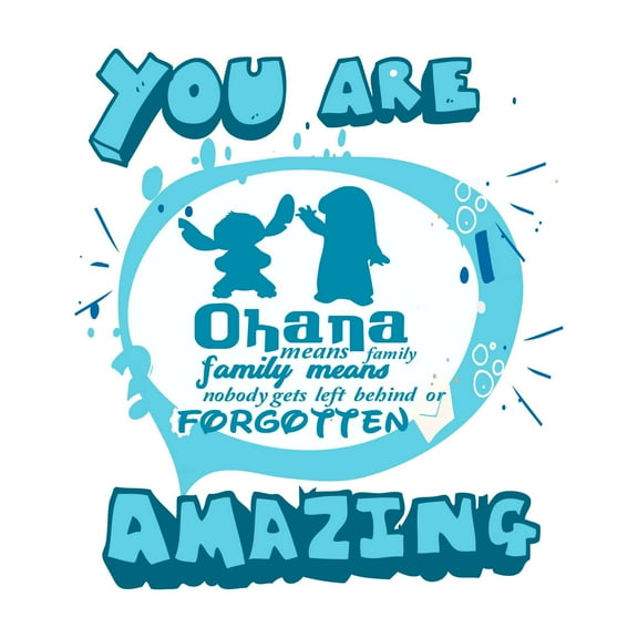 Ohana Means Family Nobody Gets Left Behind Family Love Quote Decal Wall Art Sticker Designs Vinyl Stickers For Home House Walls Rooms Windows Bedroom Decoration Size (26x26 inch)