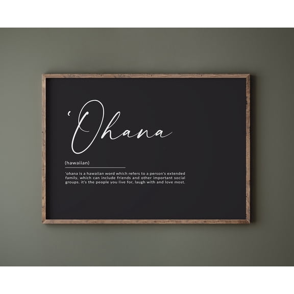 Ohana Means Family Poster Definition Hawaiian Hawaii HousewarmingART Poster, Unframed Poster Size 16x24