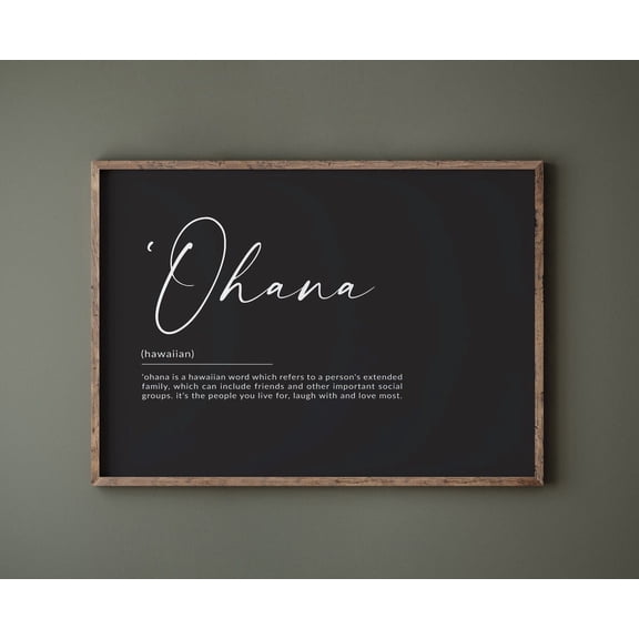 Ohana Means Family Poster, Ohana Definition Poster, Hawaiian Poster, Hawaii Family Gifts, Housewarming Gift Wall Art, Home Decor UNFRAMED Poster, Wall Art for Decor, Present, 8x12