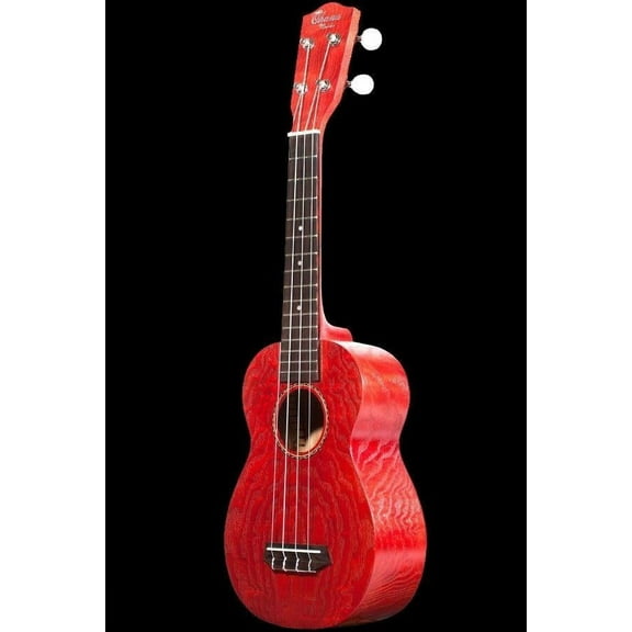 Ohana Model SK-15W RD Red Soprano Size All Willow Wood Ukulele - FREE Gig Bag
