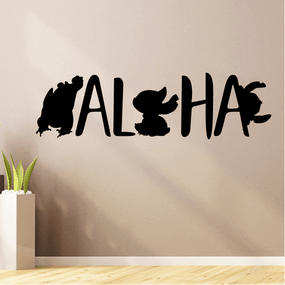 Ohana Stitch Disney Quote Lilo and Stitch Cartoon Wall Sticker Art Decal for Girls Boys Room Bedroom Kindergarten Nursery House Fun Home Decors Stickers Wall Art Vinyl Decoration Size (24x40 inch)