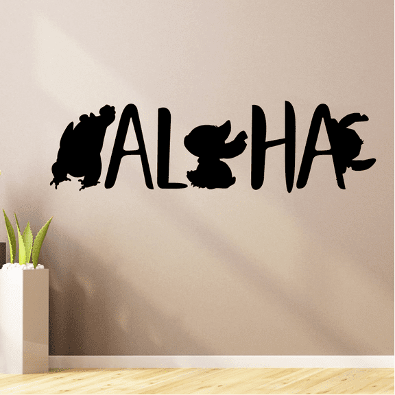 Ohana Stitch Disney Quote Lilo and Stitch Cartoon Wall Sticker Art Decal for Girls Boys Room Bedroom Kindergarten Nursery House Fun Home Decors Stickers Wall Art Vinyl Decoration Size (6x10 inch)