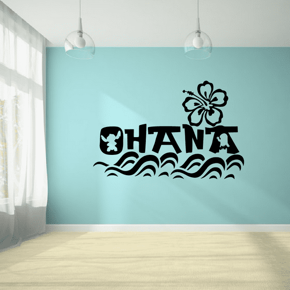 Ohana Stitch Wave Cute Lilo and Stitch Disney Cartoon Wall Sticker Art Decal for Girls Boys Room Bedroom Kindergarten Nursery House Fun Home Decors Stickers Wall Art Vinyl Decoration Size (8x10 inch)