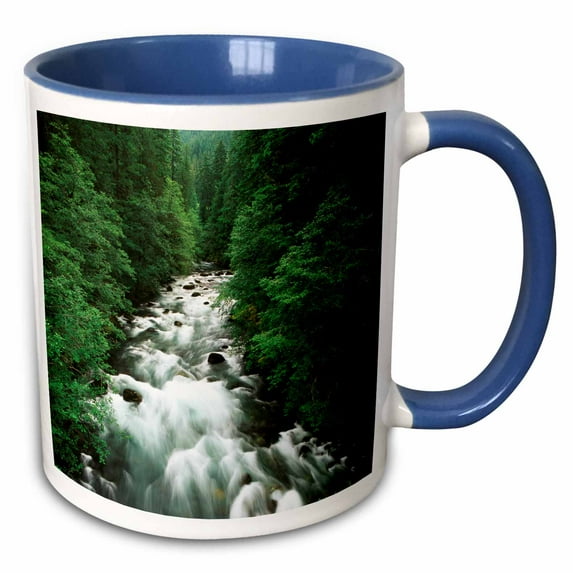 3drose, Ohanapecosh River, Mt Rainier Park, Washington, Usa - Us48 Aje0053 - Adam Jones, 15oz Two-tone Blue Mug