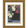 thumbnail image 1 of Ohara Koson 11x14 Gold Ornate Wood Frame and Double Matted Museum Art Print Titled - Chrysanthemums and Running Water (1925 - 1936), 1 of 4
