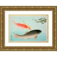 thumbnail image 1 of Ohara Koson 14x11 Gold Ornate Wood Frame and Double Matted Museum Art Print Titled - Common and Golden Carp (1935), 1 of 4