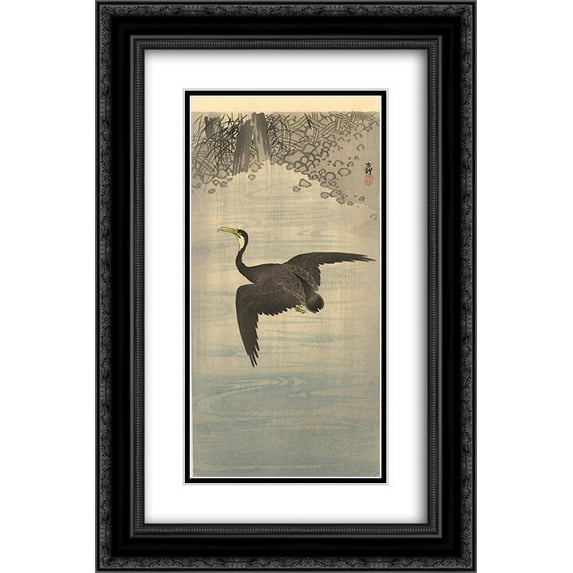 Ohara Koson 2x Matted 16x24 Black Ornate Framed Art Print 'Cormorant'