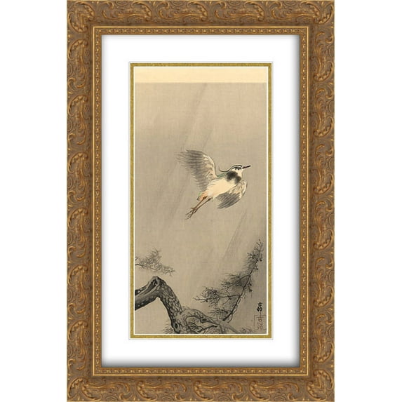 Ohara Koson 2x Matted 16x24 Gold Ornate Framed Art Print 'Lapwing'