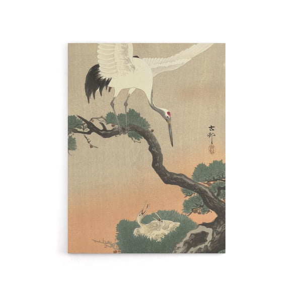 Ohara Koson Crane On Pine Branch Canvas Japanese Wall Art 24X32"