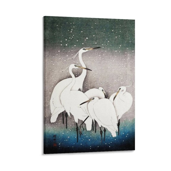 Ohara Koson Group of Egrets Art Poster Artworks Picture Print Poster Wall Art Painting Canvas Gift Decor Home Posters Decorative 24x36inch(60x90cm)