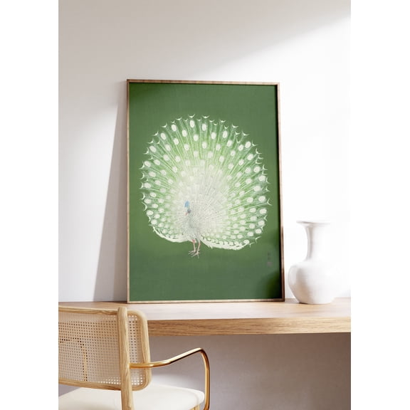 Ohara Koson Minimalist Peacock Poster, Unframed Size 8x12
