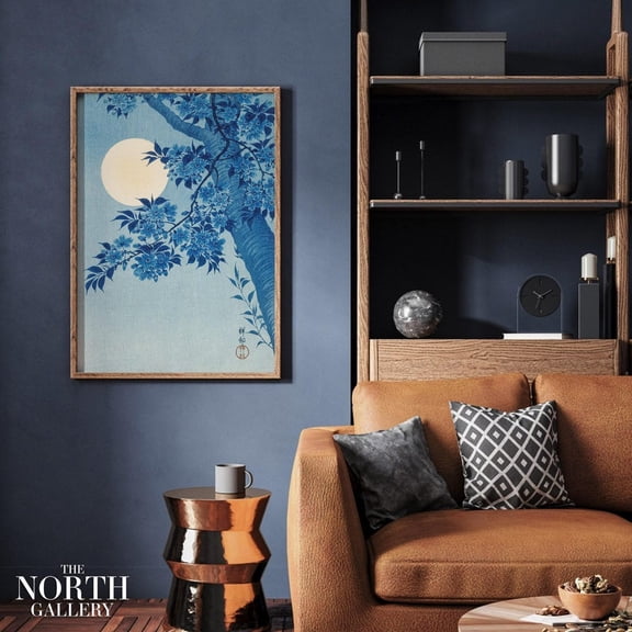 Ohara Koson Poster, Blossoming Cherry On A Moonlit Night, Ohara Koson Wall Art Decor UNFRAMED Poster, 12x18