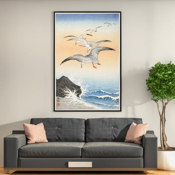 Ohara Koson Seagulls Print: Japanese Ocean Art Reproduction Unframed Paper Print