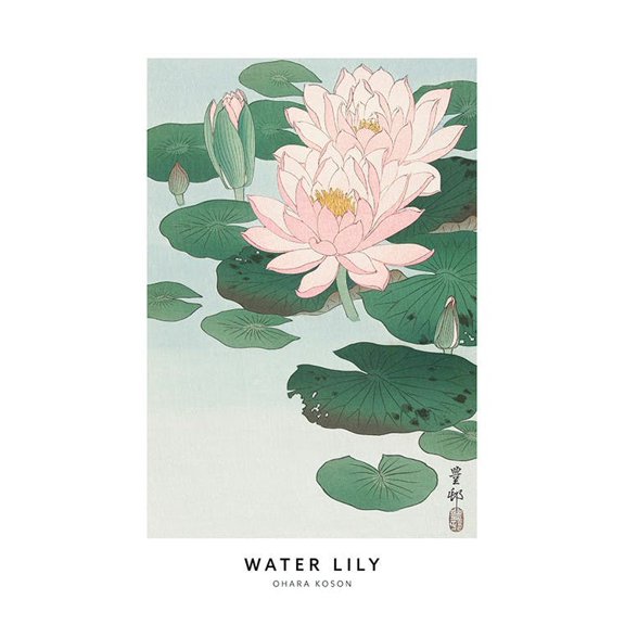 Ohara Koson - Water Lily Print Wall Art, Modern Wall Decor For Living Room Bedroom, 8x12 UNFRAMED