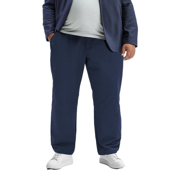 Ohebi Big & Tall Men’s Casual Pants 3XL-6XL – High Stretch Elastic Waist Pants with YKK Zipper Pockets, Comfortable Non-Bulky Fit for Daily Wear, Travel & Lounge