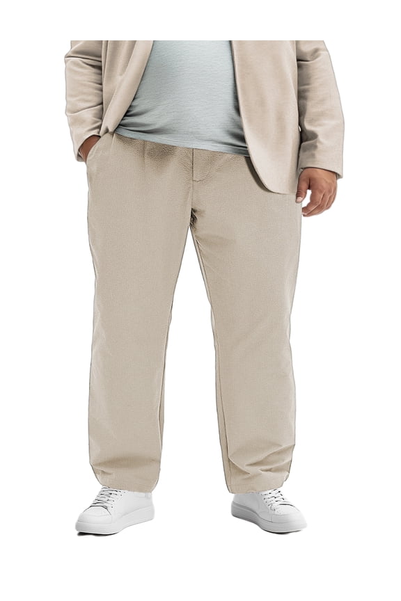 Big & Tall Men’s Casual Pants 3XL-6XL – High Stretch Elastic Waist Pants with YKK Zipper Pockets, Comfortable Non-Bulky Fit for Daily Wear, Travel & Lounge