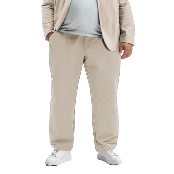 Ohebi Big & Tall Men’s Casual Pants 3XL-6XL – High Stretch Elastic Waist Pants with YKK Zipper Pockets, Comfortable Non-Bulky Fit for Daily Wear, Travel & Lounge