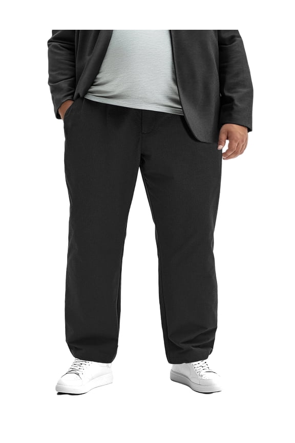 Big & Tall Men’s Casual Pants 3XL-6XL – High Stretch Elastic Waist Pants with YKK Zipper Pockets, Comfortable Non-Bulky Fit for Daily Wear, Travel & Lounge