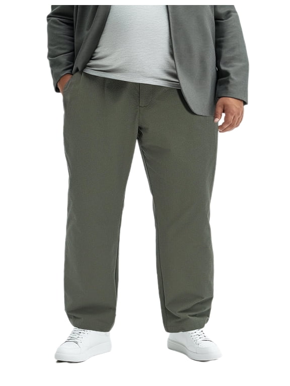 Big & Tall Men’s Casual Pants 3XL-6XL – High Stretch Elastic Waist Pants with YKK Zipper Pockets, Comfortable Non-Bulky Fit for Daily Wear, Travel & Lounge