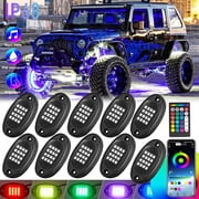OhhGo 10 Pods RGB LED Rock Lights, Waterproof Multicolor Neon Underglow Light with APP Control Music Mode 160 LEDs, Rock Lights for Car ATV SUV UTV Jeep off Road Pickup