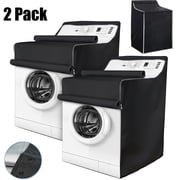OhhGo 2 Pcs Washing Machine Cover, Waterproof Machine Protection Cover Dust-proof Moderately Sunscreen Washer Dryer Cover Fit for Front Load Washer Dryer, All Weather Protection, Black