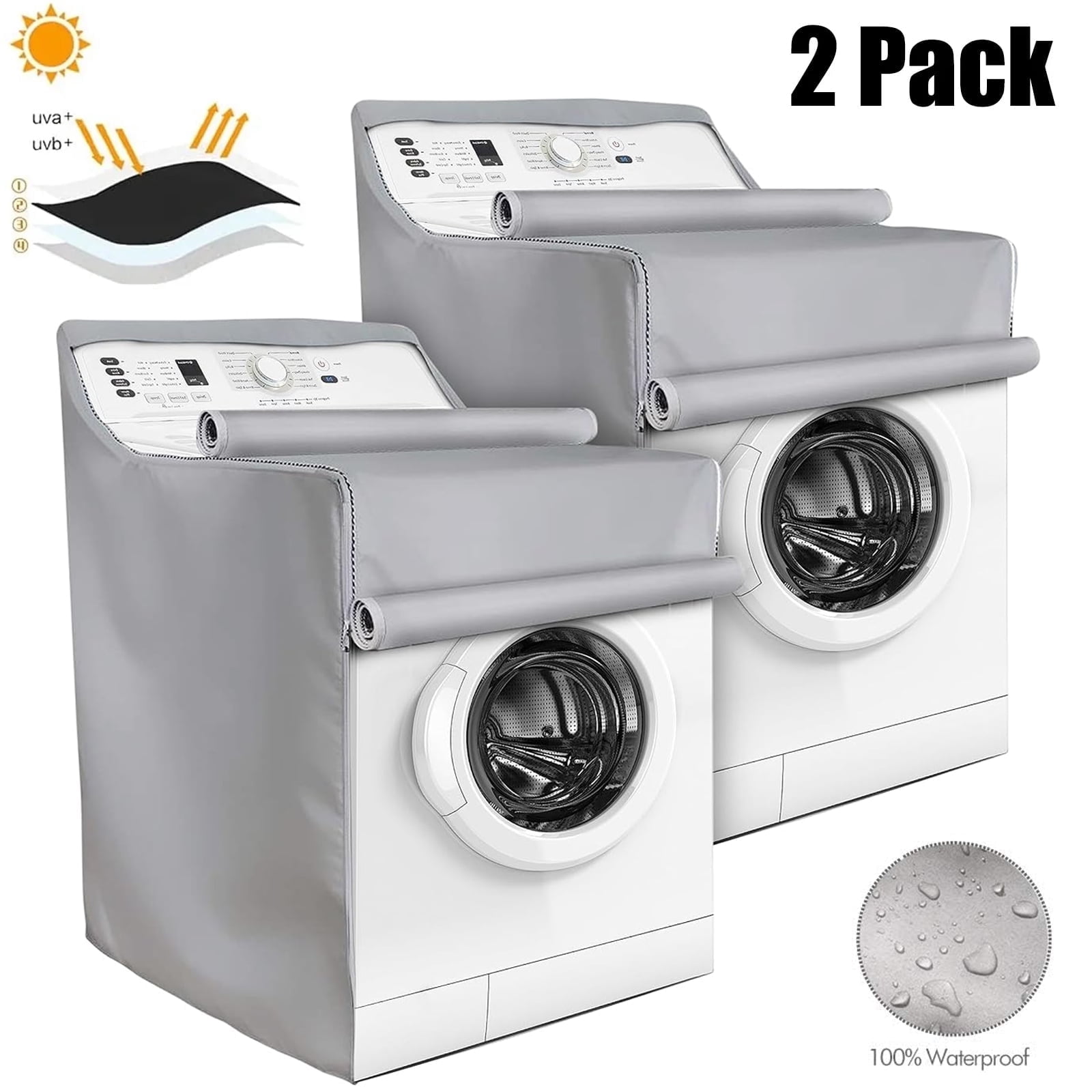 OhhGo 2 Pcs Washing Machine Cover, Waterproof Machine Protection Cover ...