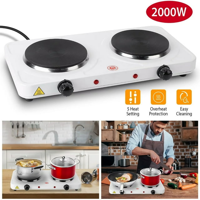 OhhGo 2000W Portable Electric Double Burner, Hot Plate Kitchen Cooktop