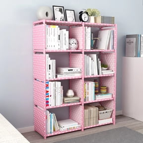 OhhGo 8 Cubes Storage Shelf Organizer DIY Bookcase Closet Cabinet for Office Home Bedroom, Unit Folding Storage Shelves Unit Portable Organizer Bookshelf Shelf Rack, Pink