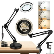 OhhGo Magnifying Glass with Light and Stand, 8X Real Glass 2-in-1 Desk Lamp with Clamp LED Magnifying Lamp USB Reading Lamp, 3 Color Modes 10 Adjustable Brightness for Reading Crafts Repair
