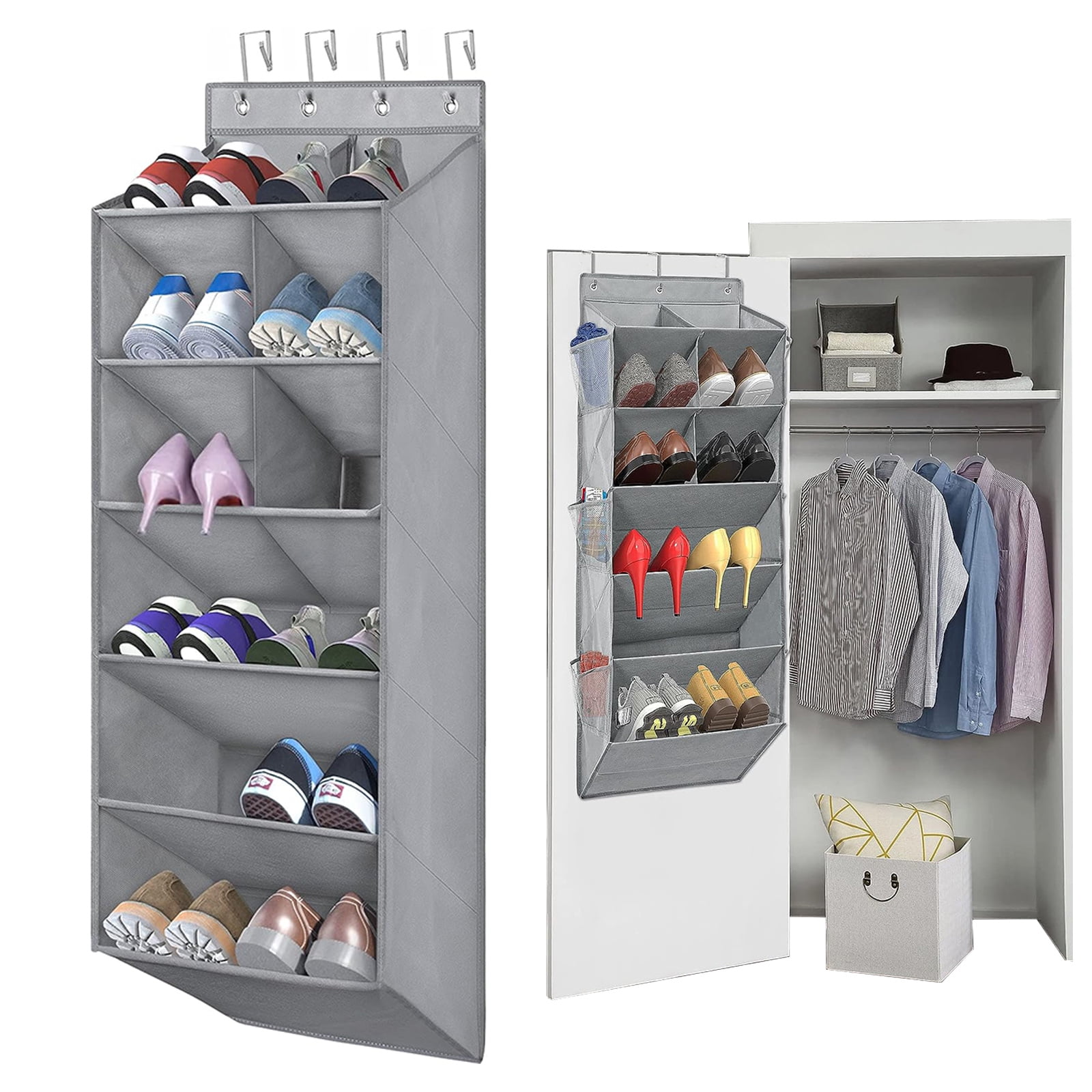 OhhGo 9 Deep Pockets Over the Door Shoe Organizer Hanging Shoe Rack for Closet Hanger Fits 12