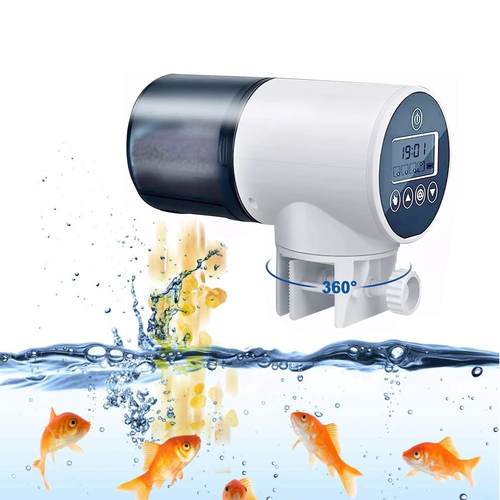 OhhGo Automatic Fish Feeder, Programmable Electric Fish Food Dispenser
