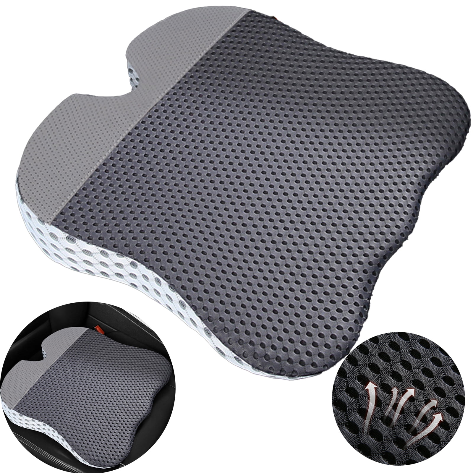 OhhGo Car Wedge Seat Cushion Memory Foam Seat Cushion for Car Seat Driver Passenger Non Slip Sciatica Back Coccyx Tailbone Pain Relief Chair Grey