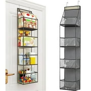 OhhGo Over The Door Hanging Pantry Organizer 4-Shelf Behind The Door Storage Organizer with Clear Plastic Pockets Large Capacity for Closet Bedroom Bathroom (Gr