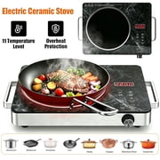 OhhGo Electric Ceramic Stove, 2200W Hot Plate Infrared Induction Cooker, Home Cooktop Cooking Furnace US 110V, Portable Cooker Cooktop Burner with 2 Handle, Black