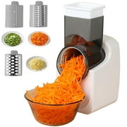 OhhGo Electric Cheese Grater, Upgrade Vegetable Shredder with 3 Well-Designed Blades, Salad Shooter, Slicer Shredder for Cheeses, Fruits, Vegetables, Home, Kitchen Use White