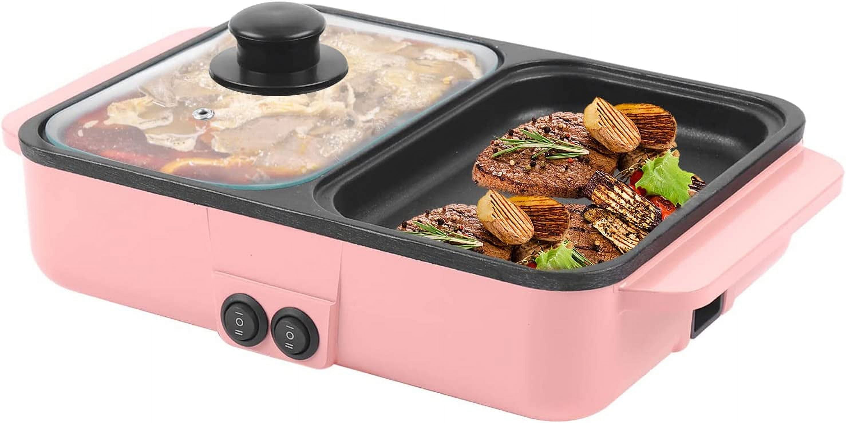 OhhGo Hot Pot with Grill,2 in 1 Indoor NonStick Electric Hot Pot and