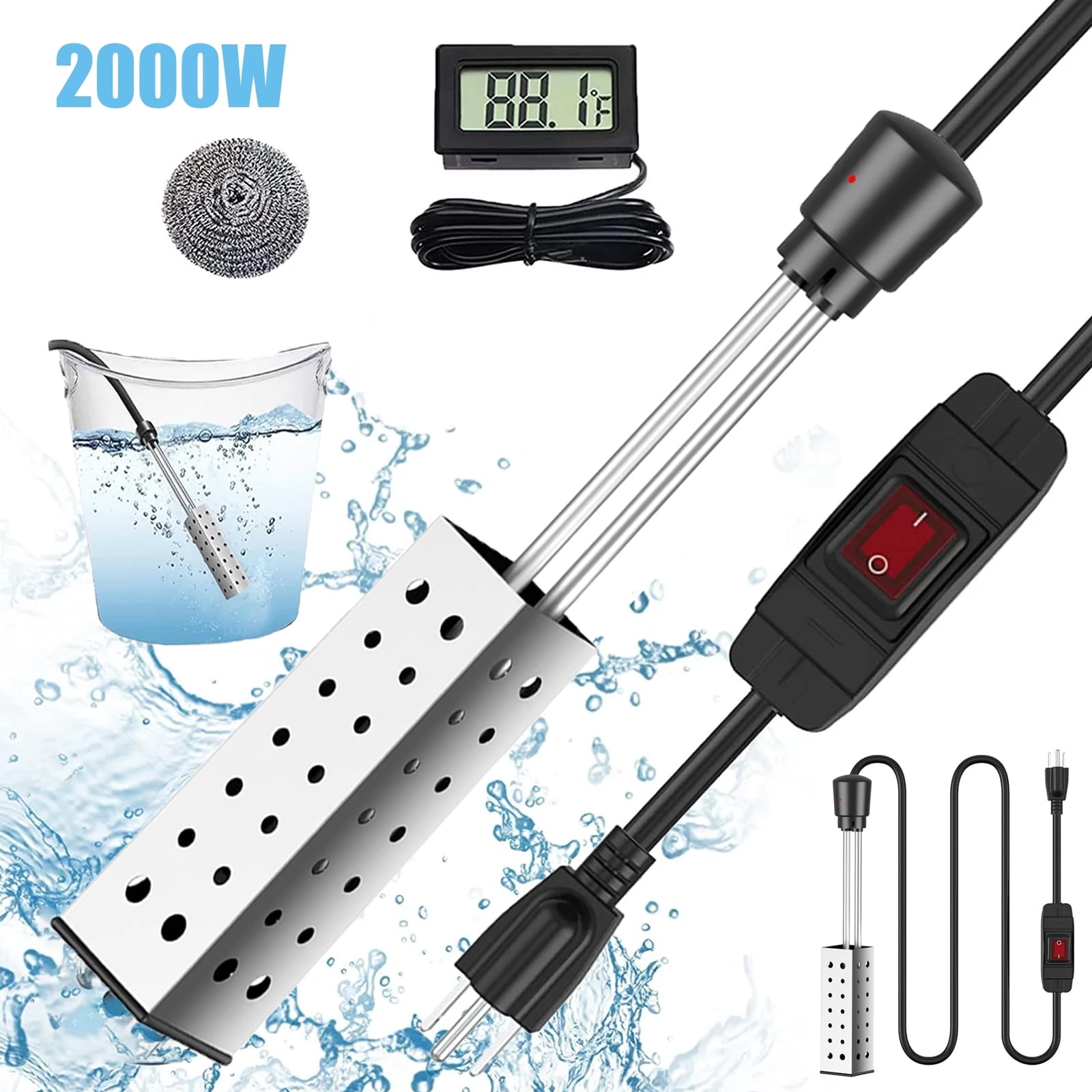 OhhGo Immersion Water Heater, 2000W Submersible Anti-scalding