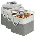 OhhGo 3Pack Large Foldable Organizer Storage Bin, Sturdy Flax Fabric