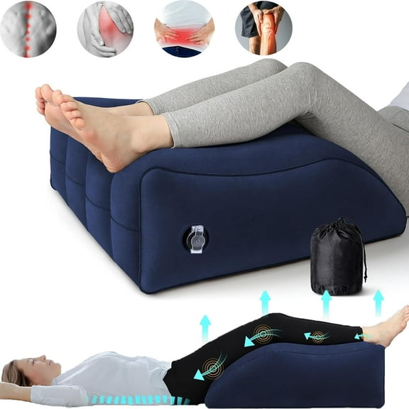 OhhGo Leg Elevation Pillows Inflatable Portable Lumbar Support Pillow, Office Chair Back Cushion for Sleeping, Legs Reduce Swelling, Blood Improve Circulation, Blue