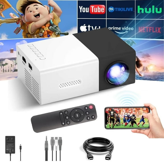 OhhGo Mini Projector Portable 1080P Projector, Small Movie Video Proyector for Home Theater/Outdoor Movie, Support Audio/USB/AV/TF for PS4 Laptop TV