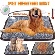 OhhGo Pet Heating Pad Mat, Electric Heating Pad for Dogs and Cats, Adjustable Heated Cat Bed Waterproof Smart Thermostat Switch, Puppy Whelping Warm Pads Blanket, Gray, 18x18 in