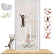 OhhGo Reinforced Cat Screen Door, Heavy Duty Pets Proof Screen Door with Bilateral Zipper, Prevent Dogs Cats Running Out from Home, Bedroom, Living Room, Kitchen Patio Door