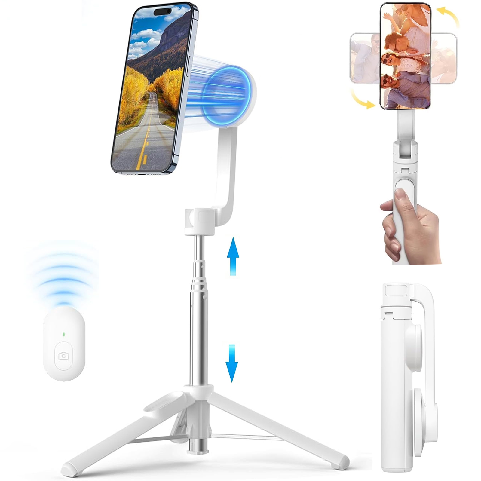 Rollei Comfort Selfie Stick – Asta Telescopica Fino A 1 Metro, Supporto Universale, Telecomando Bluetooth E Testa Girevole 360°