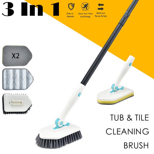 OhhGo Shower Cleaning Scrub Brush, 3 in 1 Tub and Tile Scrubber Brush