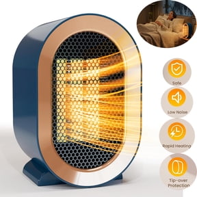 OhhGo Small Electric Space Heater for Indoor Use, PTC Ceramic Electric Desktop Portable Mini Heaters for Home Bedroom Office Desk 1200W, Blue
