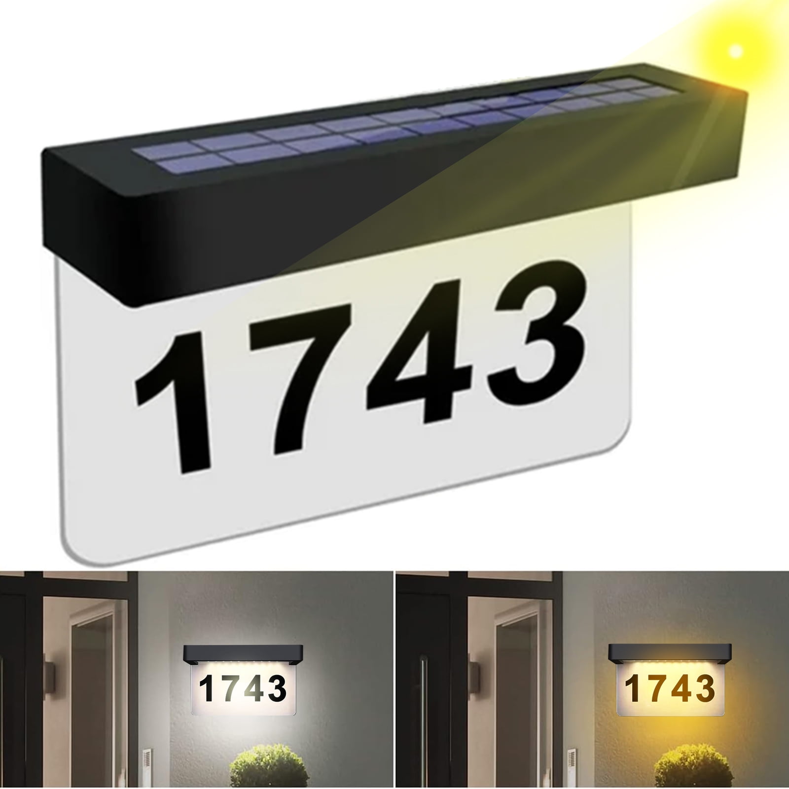 OhhGo Solar House Address Numbers LED Illuminated Outdoor Metal Plaque Lighted Up address Sign